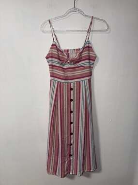 Teeze Me Striped Dress Size 5/6 Midi Button Down Spaghetti Strap